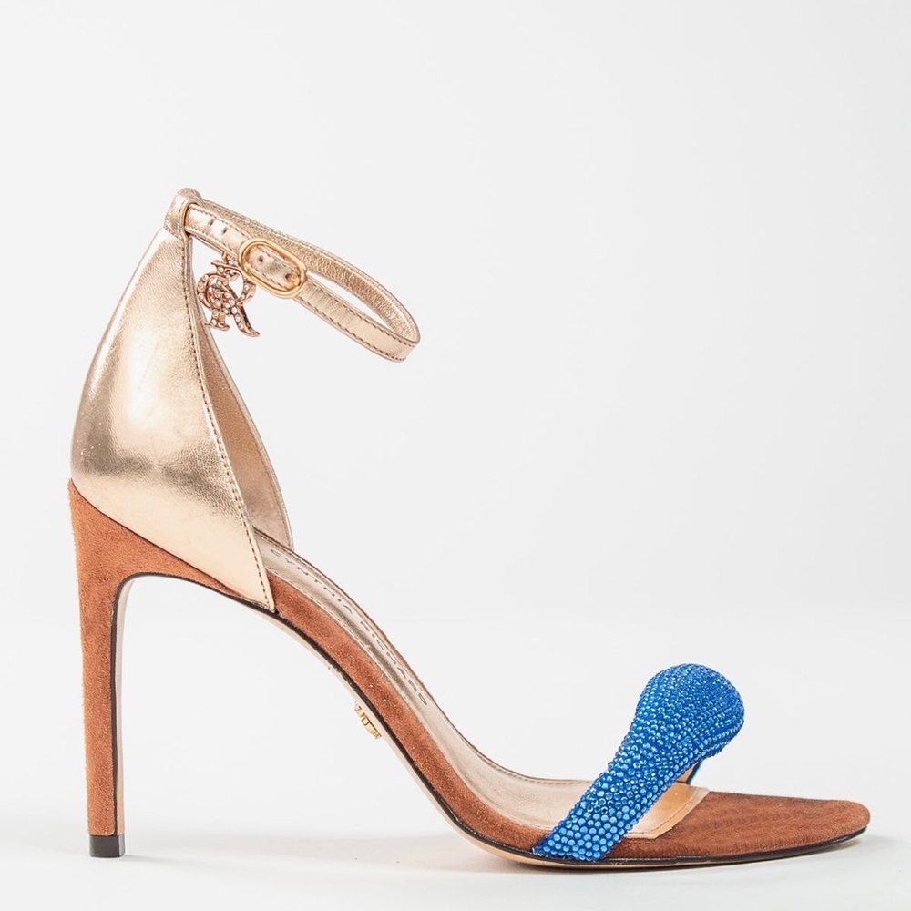 Elegant Gold and Blue Heels